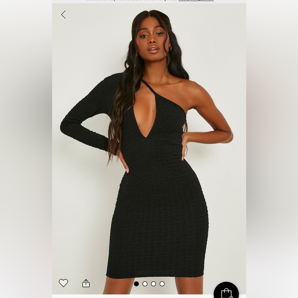 BOOHOO One shoulder textured dress